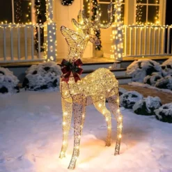 5ft 100 LED Yard Lights - Fabric Champagne Buck -Christmas Decoration Shop 5ft Fabric Buck Christmas Yard Lights 1 600x600 1