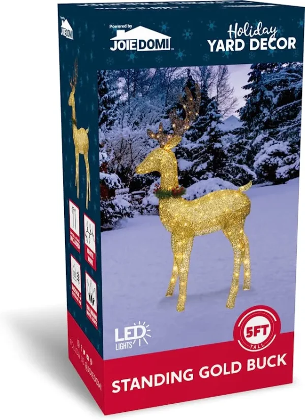 5ft 100 LED Fabric Gold Buck (Wreath & Ribbon) 8 5ft 100 LED Fabric Gold Buck (Wreath & Ribbon) - Image 6