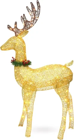 5ft 100 LED Fabric Gold Buck (Wreath & Ribbon) 10 5ft 100 LED Fabric Gold Buck (Wreath & Ribbon) -Christmas Decoration Shop 5ft Fabric Gold Buck Wreath amp Ribbon 6 600x1137 1