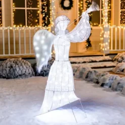 Christmas Cotton Angel LED Hard Light 5ft -Christmas Decoration Shop 5ft LED Yard Light Cotton Angel Horn 1 600x600 1