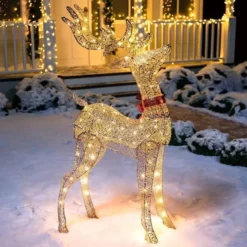 5ft 100 LED Yard Lights - Fabric Champagne Buck
