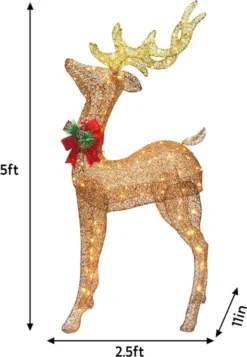 5ft 100 LED Yard Lights - Fabric Champagne Buck -Christmas Decoration Shop 5ft LED Yard Lights Fabric Champagne Buck 6 600x866 1