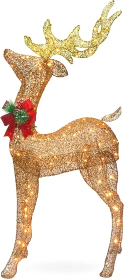 5ft 100 LED Yard Lights - Fabric Champagne Buck -Christmas Decoration Shop 5ft LED Yard Lights Fabric Champagne Buck 7 600x1353 1