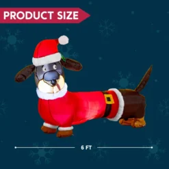5ft Long Dachshund Blow Up Christmas Decoration -Christmas Decoration Shop 5ft Long Dachshund Blow Up Christmas Decoration 1 600x600 1
