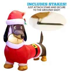 5ft Long Dachshund Blow Up Christmas Decoration -Christmas Decoration Shop 5ft Long Dachshund Blow Up Christmas Decoration 3 1 600x600 1