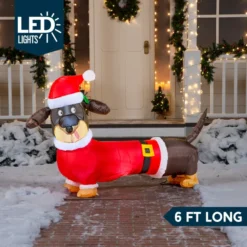 5ft Long Dachshund Blow Up Christmas Decoration -Christmas Decoration Shop 5ft Long Dachshund Blow Up Christmas Decoration 3 600x600 1