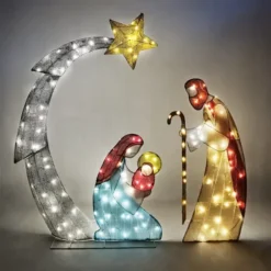 5ft 140 LED Tinsel Nativity Scene Warm White Yard Light -Christmas Decoration Shop 5ft Tinsel Nativity Scene 140 LED Warm White Yard Light 3 600x600 1