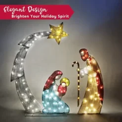5ft 140 LED Tinsel Nativity Scene Warm White Yard Light -Christmas Decoration Shop 5ft Tinsel Nativity Scene 140 LED Warm White Yard Light 4 600x600 1