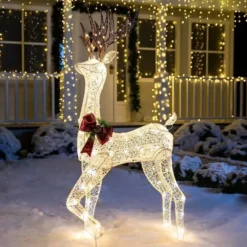 Christmas Tinsel Reindeer Buck LED Yard Light 5ft