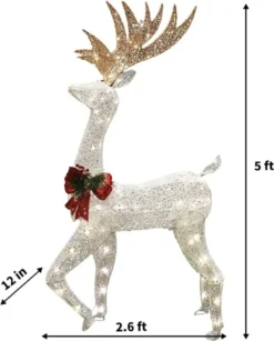 Christmas Tinsel Reindeer Buck LED Yard Light 5ft -Christmas Decoration Shop 5ft Tinsel Reindeer Buck LED Yard Lights 5 600x745 1
