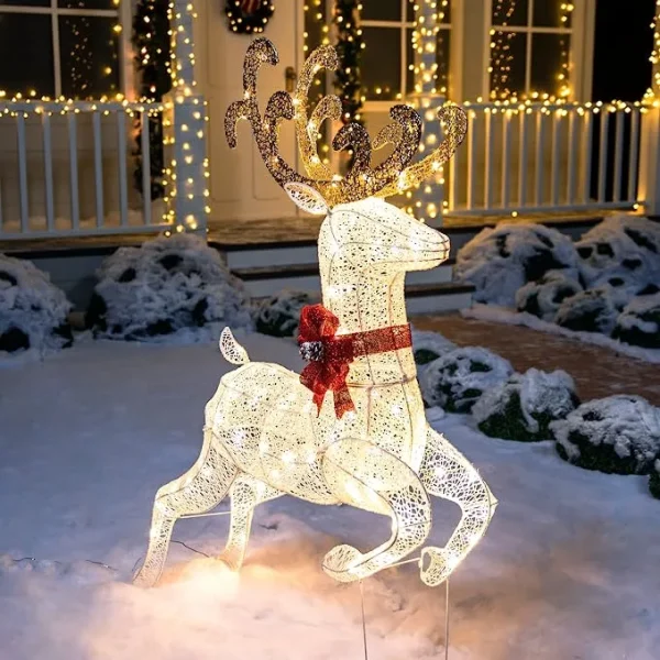 5ft Fabric White Buck Christmas Yard Light 5 5ft Fabric White Buck Christmas Yard Light - Image 3
