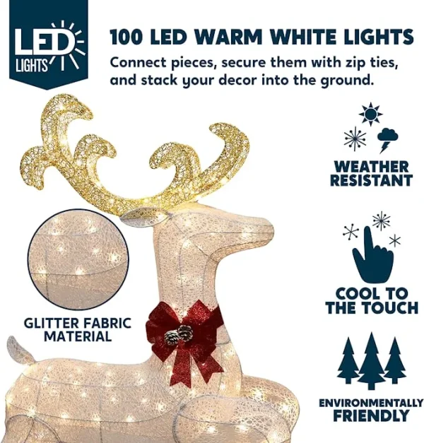 5ft Fabric White Buck Christmas Yard Light 4 5ft Fabric White Buck Christmas Yard Light - Image 2