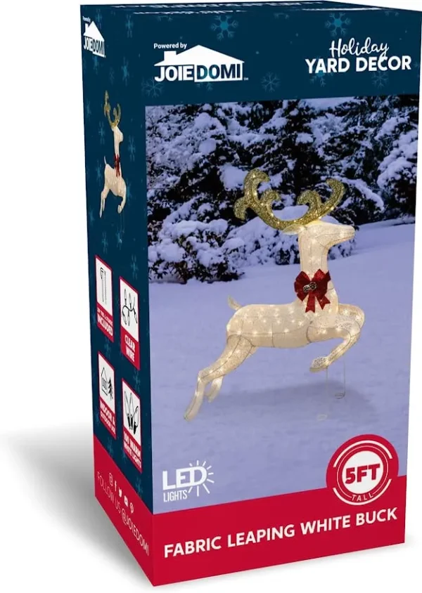 5ft Fabric White Buck Christmas Yard Light 8 5ft Fabric White Buck Christmas Yard Light - Image 6