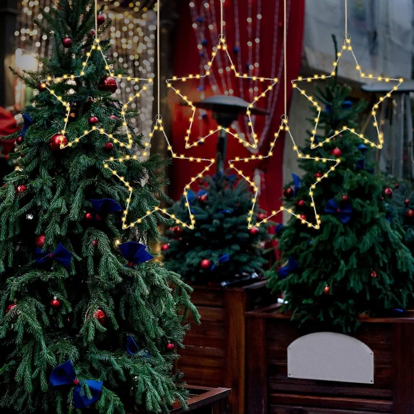 5pcs LED Christmas Window Star Lights 12in 5 5pcs LED Christmas Window Star Lights 12in - Image 3