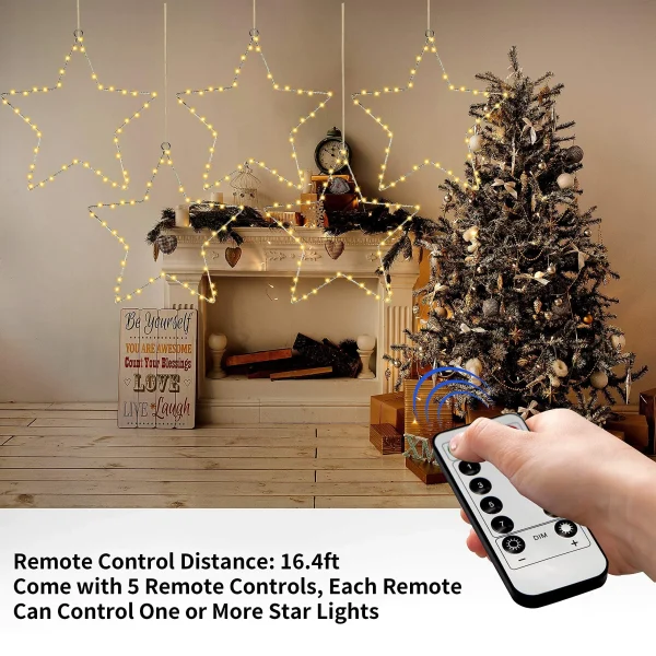 5pcs LED Christmas Window Star Lights 12in 6 5pcs LED Christmas Window Star Lights 12in - Image 4