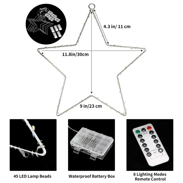 5pcs LED Christmas Window Star Lights 12in 8 5pcs LED Christmas Window Star Lights 12in - Image 6