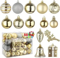 66pcs Gold And Silver Christmas Ornaments 10 66pcs Gold And Silver Christmas Ornaments -Christmas Decoration Shop 66Pcs Christmas Assorted Ornaments Gold amp Silver 3 600x583 1