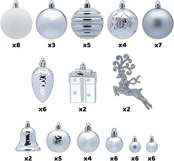 66pcs White And Silver Christmas Ornaments 5 66pcs White And Silver Christmas Ornaments - Image 3