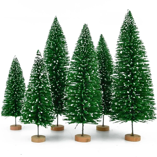 6pcs Mini Snow Frosted Artificial Christmas Trees 3 6pcs Mini Snow Frosted Artificial Christmas Trees