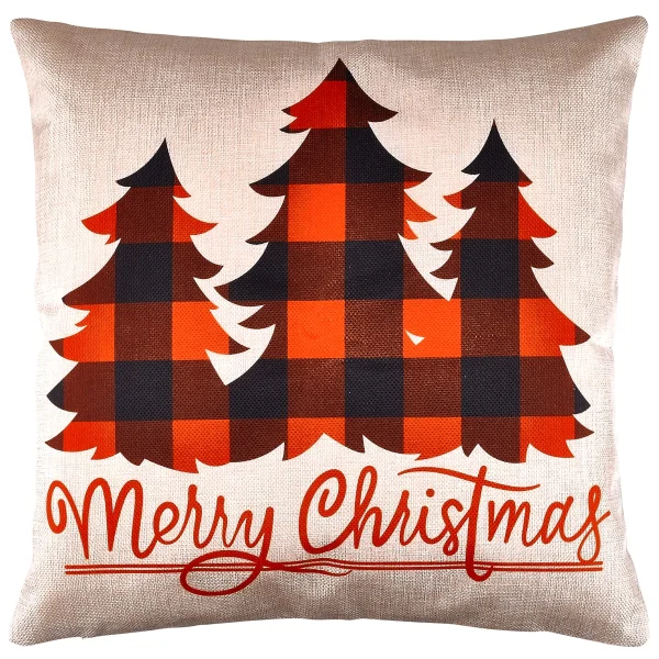 6pcs Buffalo Plaid Pillow Covers Tree And Reindeer 5 6pcs Buffalo Plaid Pillow Covers Tree And Reindeer - Image 3