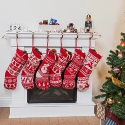 6pcs Christmas Knit Stockings Decorations -Christmas Decoration Shop 6Pcs Knit Christmas Stockings 6 1 600x600 1