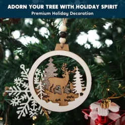 6pcs Christmas Hanging Reindeer Ornaments -Christmas Decoration Shop 6Pcs Wooden Reindeer Hanging Ornaments 2 600x600 1