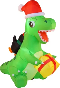 6ft Inflatable Christmas Penguin Sledding On Dinosaur -Christmas Decoration Shop 6ft Inflatable Christmas Penguin Sledding on Dinosaur 5 result 600x880 1