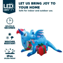 6ft LED Blue Christmas Inflatable Dragon Guarding Gift -Christmas Decoration Shop 6ft Inflatable LED Christmas Dragon Guarding Gift 1 600x600 1