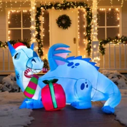6ft LED Blue Christmas Inflatable Dragon Guarding Gift -Christmas Decoration Shop 6ft Inflatable LED Christmas Dragon Guarding Gift 2 600x600 1