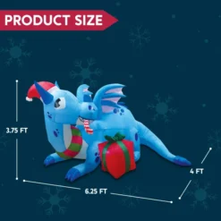 6ft LED Blue Christmas Inflatable Dragon Guarding Gift -Christmas Decoration Shop 6ft Inflatable LED Christmas Dragon Guarding Gift 3 600x600 1