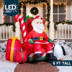 6ft Inflatable LED Santa Claus Decoration -Christmas Decoration Shop 6ft Inflatable LED Santa Claus Decoration 1 600x600 1