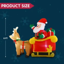 6ft Inflatable LED Santa Claus On Sleigh Decoration -Christmas Decoration Shop 6ft Inflatable LED Santa Claus on Sleigh Decoration 6 600x600 1
