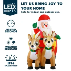 6ft Inflatable LED Santa Claus On Sleigh Decoration -Christmas Decoration Shop 6ft Inflatable LED Santa Claus on Sleigh Decoration 7 600x600 1