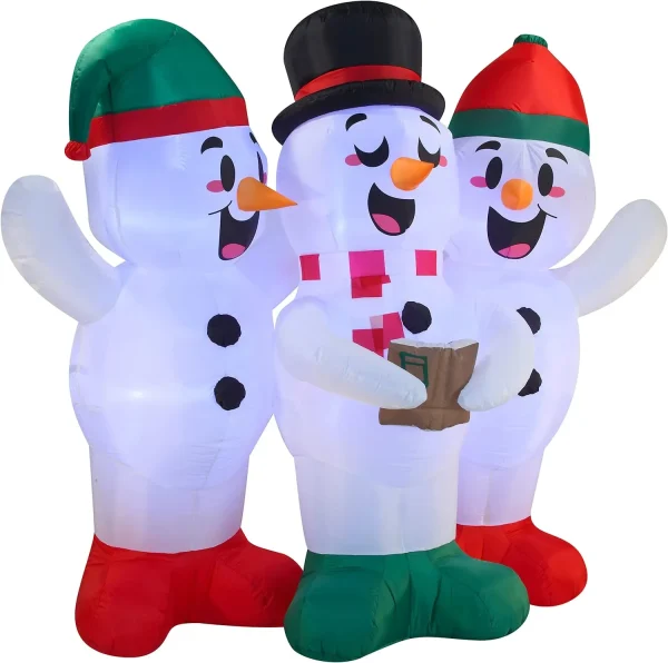 6ft Inflatable LED Three Snowman Christmas Caroling 4 6ft Inflatable LED Three Snowman Christmas Caroling - Image 2
