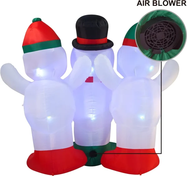 6ft Inflatable LED Three Snowman Christmas Caroling 6 6ft Inflatable LED Three Snowman Christmas Caroling - Image 4