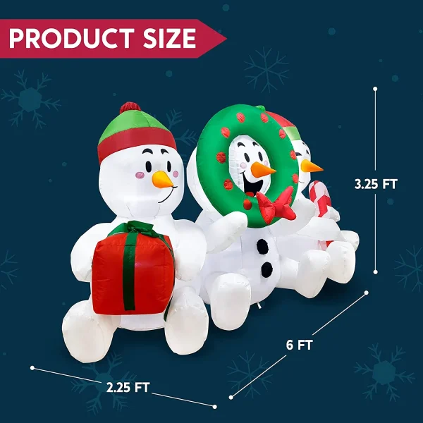 6ft LED Snowman Christmas Inflatable 7 6ft LED Snowman Christmas Inflatable - Image 5
