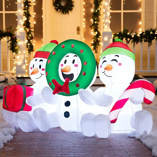 6ft LED Snowman Christmas Inflatable 6 6ft LED Snowman Christmas Inflatable - Image 4
