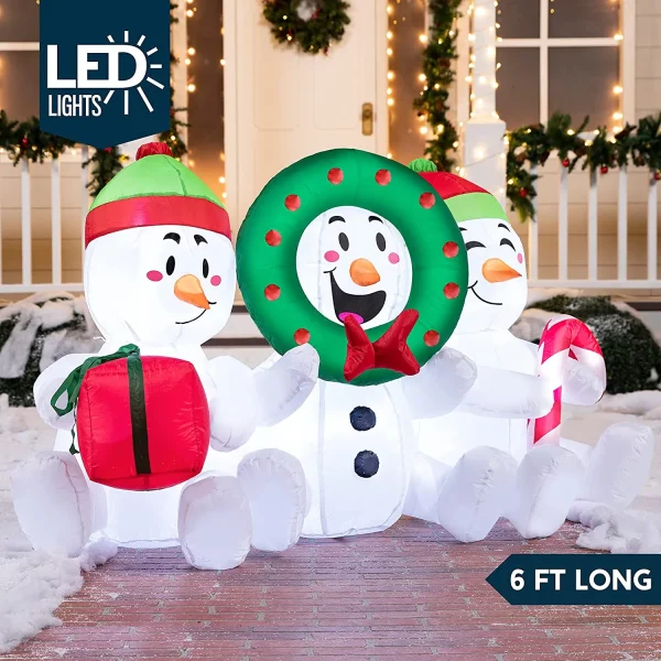 6ft LED Snowman Christmas Inflatable 4 6ft LED Snowman Christmas Inflatable - Image 2