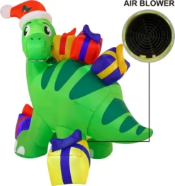 6ft Tall LED Christmas Inflatable Dinosaur -Christmas Decoration Shop 6ft Long Inflatable Brachiosaurus Carrying Gifts with Build in LEDs 3 result 1 600x636 1