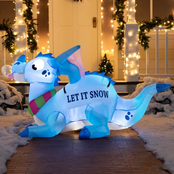 6ft Long LED Blue Dragon With Snowflake Decoration 6 6ft Long LED Blue Dragon With Snowflake Decoration - Image 4