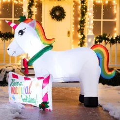 6ft Long LED Inflatable Unicorn Christmas Decoration -Christmas Decoration Shop 6ft Long LED Inflatable Unicorn Christmas Decoration 4 600x600 1