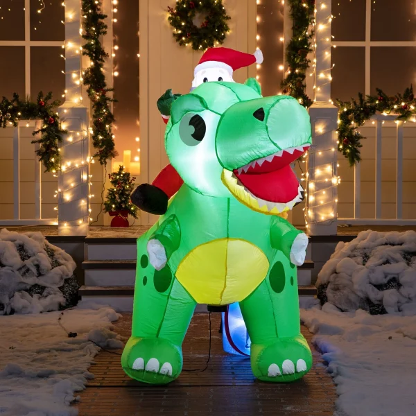 6ft Long LED Santa Claus Inflatable Ride On Dinosaur 6 6ft Long LED Santa Claus Inflatable Ride On Dinosaur - Image 4