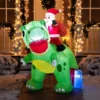 6ft Long LED Santa Claus Inflatable Ride On Dinosaur -Christmas Decoration Shop 6ft Long LED Santa Claus Inflatable Ride On Dinosaur 6 600x600 1