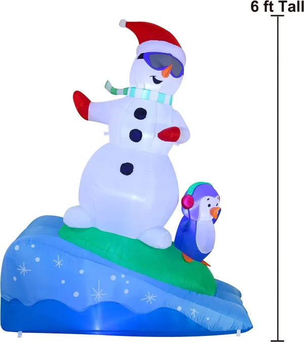6ft Tall Inflatable Snowman Snowboarding 5 6ft Tall Inflatable Snowman Snowboarding - Image 3