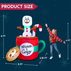 6ft LED Christmas Inflatable Snowman In Mug With Cookie 12 6ft LED Christmas Inflatable Snowman In Mug With Cookie -Christmas Decoration Shop 6ft Tall LED Christmas Inflatable Snowman 3 600x600 1