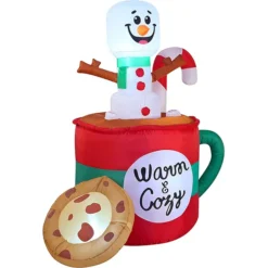 6ft LED Christmas Inflatable Snowman In Mug With Cookie 11 6ft LED Christmas Inflatable Snowman In Mug With Cookie -Christmas Decoration Shop 6ft Tall LED Christmas Inflatable Snowman 8