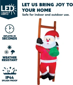 6ft Tall LED Inflatable Climbing Santa Decoration -Christmas Decoration Shop 6ft Tall LED Inflatable Climbing Santa Decoration 5 600x702 1