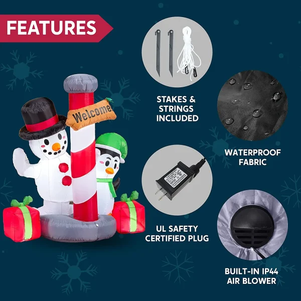 6ft Tall LED Welcome Sign Inflatable Christmas Decor 6 6ft Tall LED Welcome Sign Inflatable Christmas Decor - Image 5