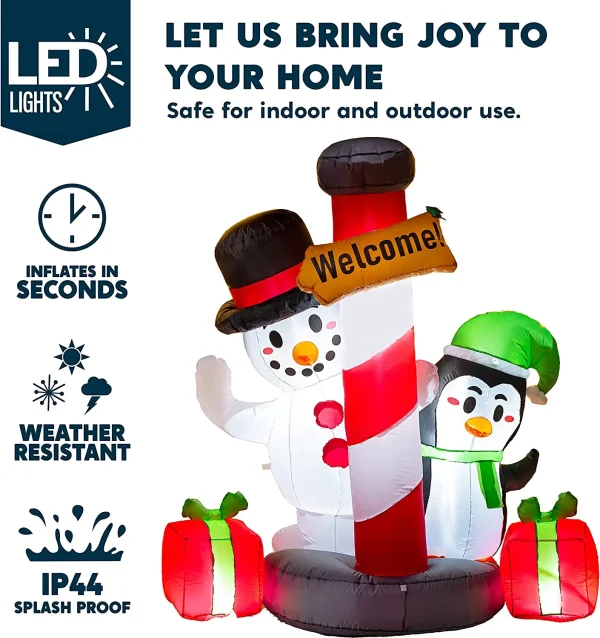 6ft Tall LED Welcome Sign Inflatable Christmas Decor 4 6ft Tall LED Welcome Sign Inflatable Christmas Decor - Image 3