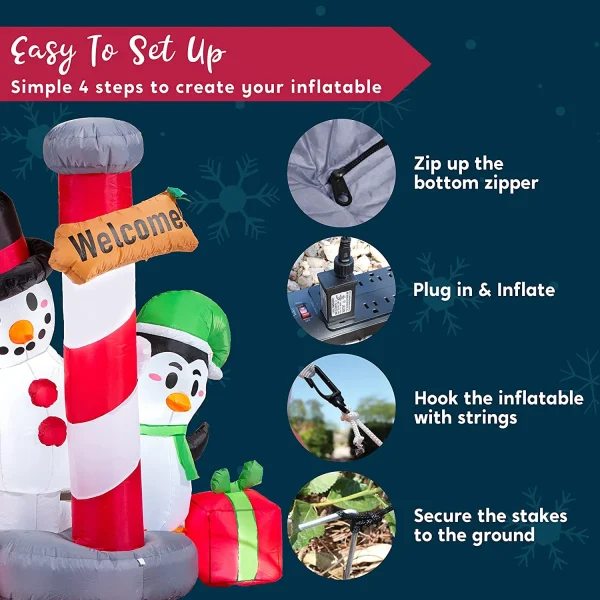 6ft Tall LED Welcome Sign Inflatable Christmas Decor 7 6ft Tall LED Welcome Sign Inflatable Christmas Decor - Image 6